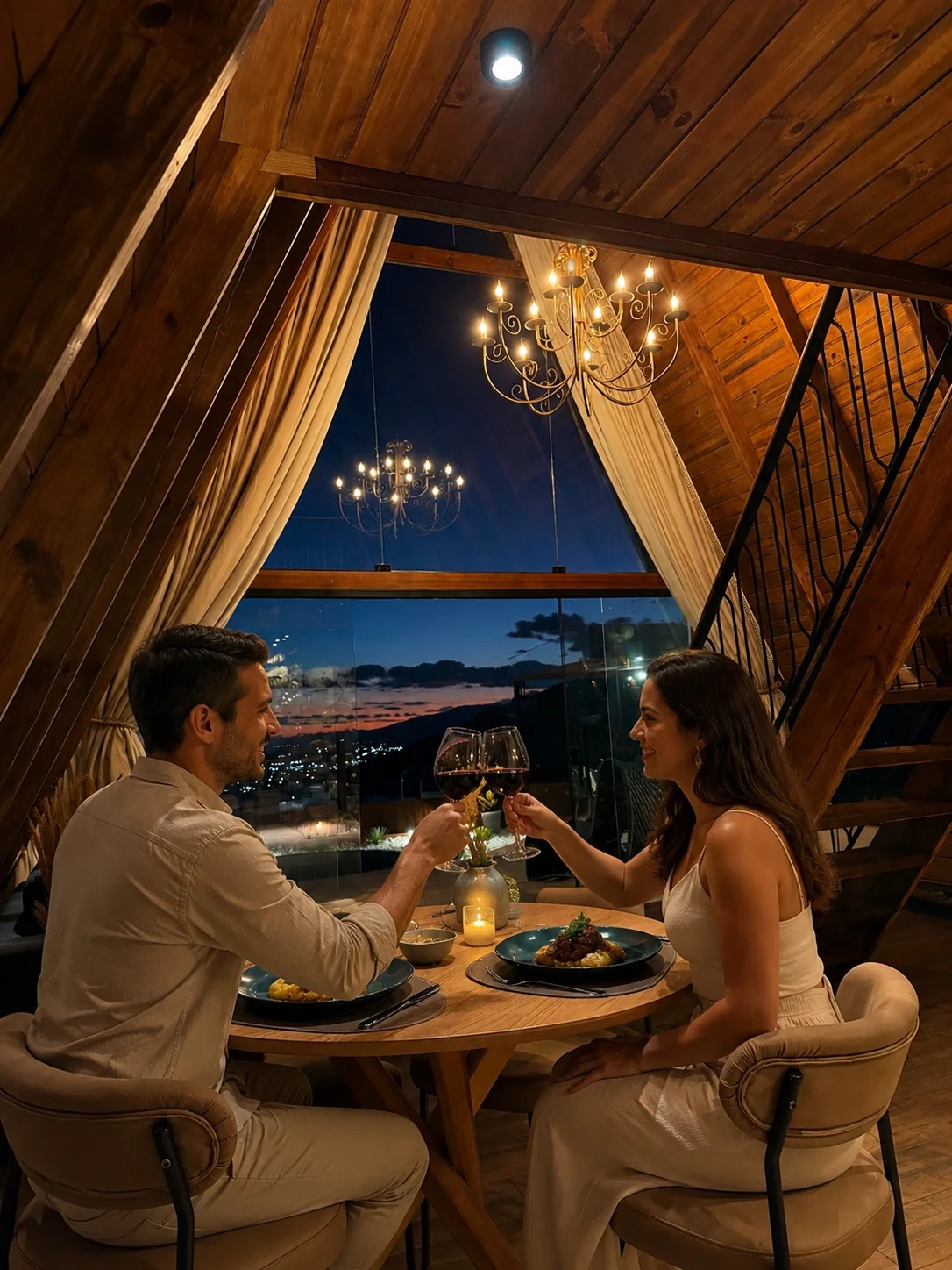 Casal em jantar romântico